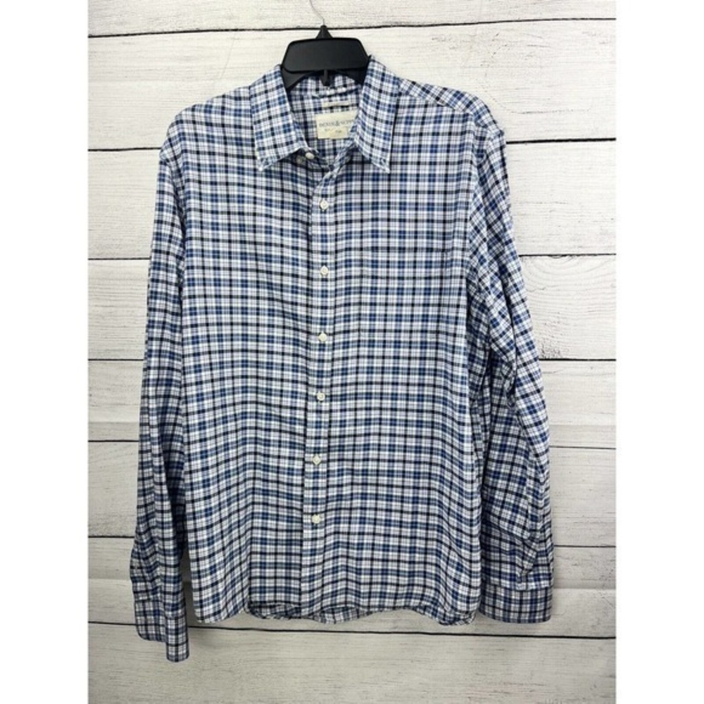 Ralph Lauren Denim & Supply Shirt Men Large Blue Plaid Long Sleeve Button Up